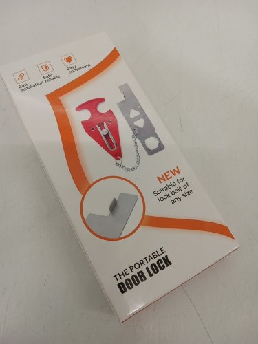 Portable Door lock for travel and protection - Fits lock bolt of any size - red / silver image 2