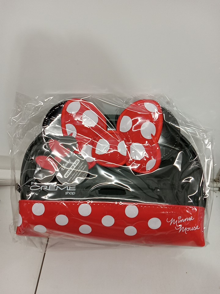 The Creme Shop Disney Minnie Mouse Travel Makeup Pouch with Zipper Closure - 9.5" - Red / Black image 2