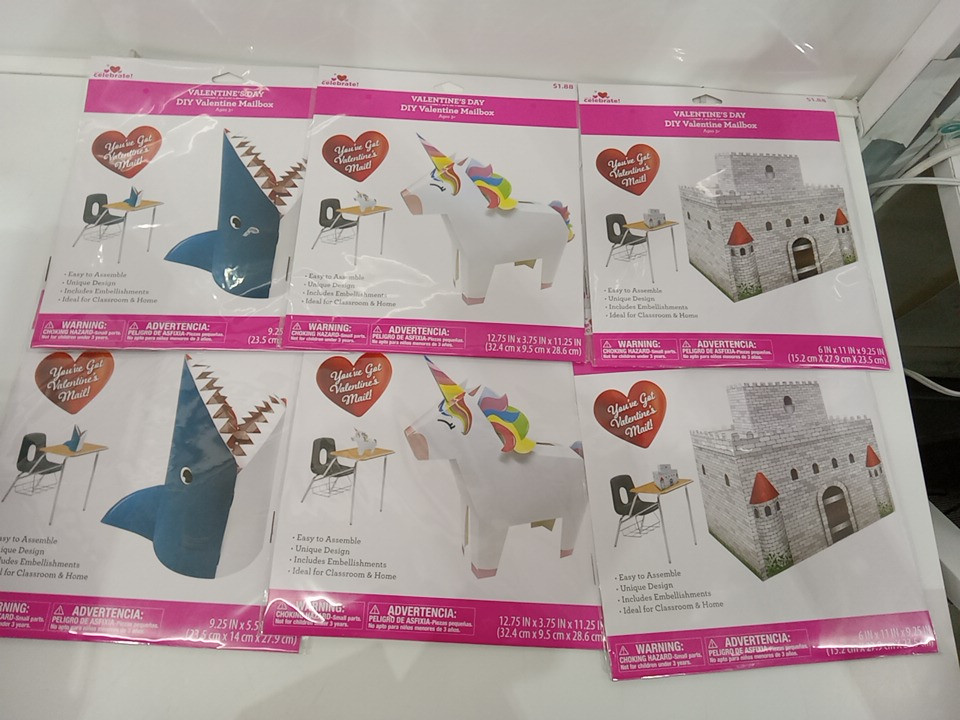 6 assorted Valentines card holder box - shark/unicorn/castle image 2