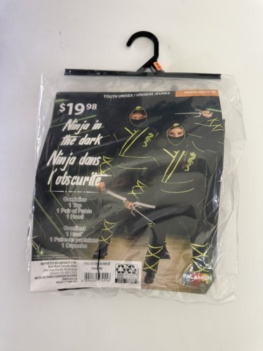 3PC KIDS UNISEX PALAMON NINJA IN THE DARK COSTUME SHIRT, PANTS AND HOOD - MEDIUM (8-10) - BLACK/GREEN image 2