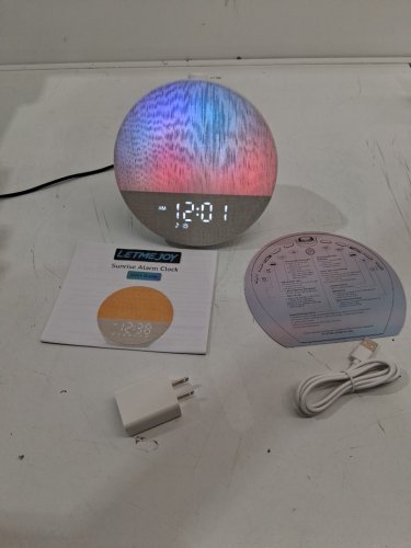 letmejoy sunrise alarm clock & sleep sound machine with rgb lights - bluetooth speaker - white (model:yf-04) image 2