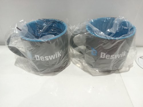 2 *custom*  Swag Monaco Mug with Deswik logo - 16 Oz - Grey w/Blue Interior image 2
