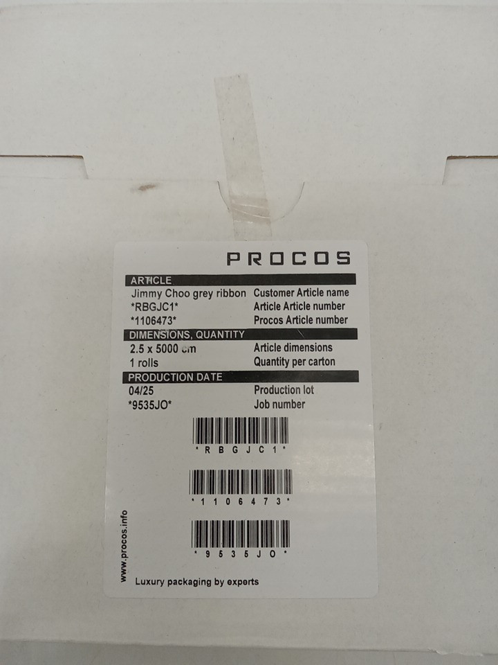 2 Jimmy Choo Logo Luxury Ribbon Roll - 2.5cm x 165FT EACH ROLL - Silver / Grey (Model: RBGJC1) image 3