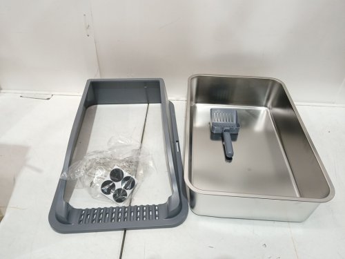 kiseng high sided cat litter box - XL - 14.96" x 22.83" x 10.2" - stainless steel image 3