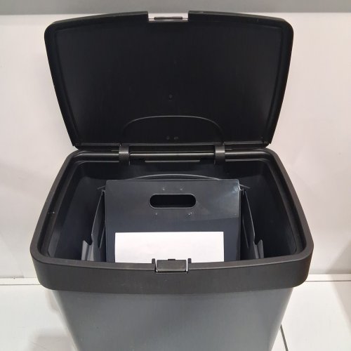 SP Berner Step n' Sort Trash and Recycling Tower with 3 compartments - 70L - Black/Dark Grey (Model: SNS70LT) image 4