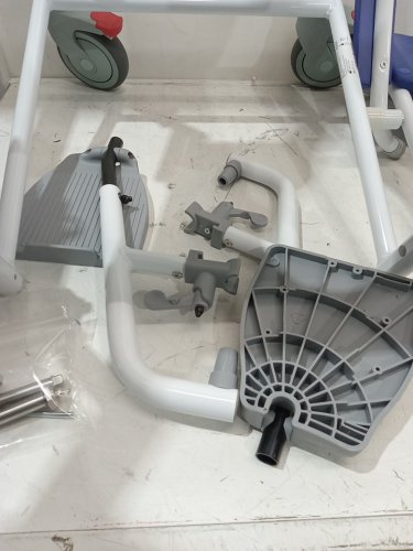 KMINA Adjustable Rolling Shower Commode Wheelchair - 265lb max - blue (model: K30032) image 4