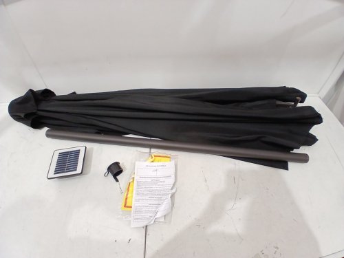 SOLAR POWERED LED HALF PATIO UMBRELLA - 9FT - BLACK (MODEL: LED09HBLACK) image 3