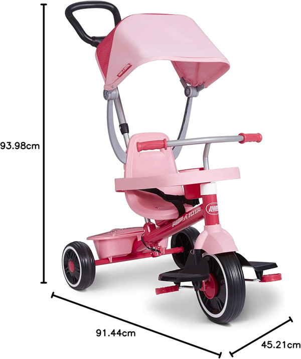 RADIO FLYER 4-IN-1 PEDAL AND PUSH STROLL N TRIKE - PINK/red/black (MODEL: 469P) image 2