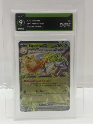 Degree Graded 9 mint 2024 pokemon s&d paldean fates espathra ex 006/091 card image 4
