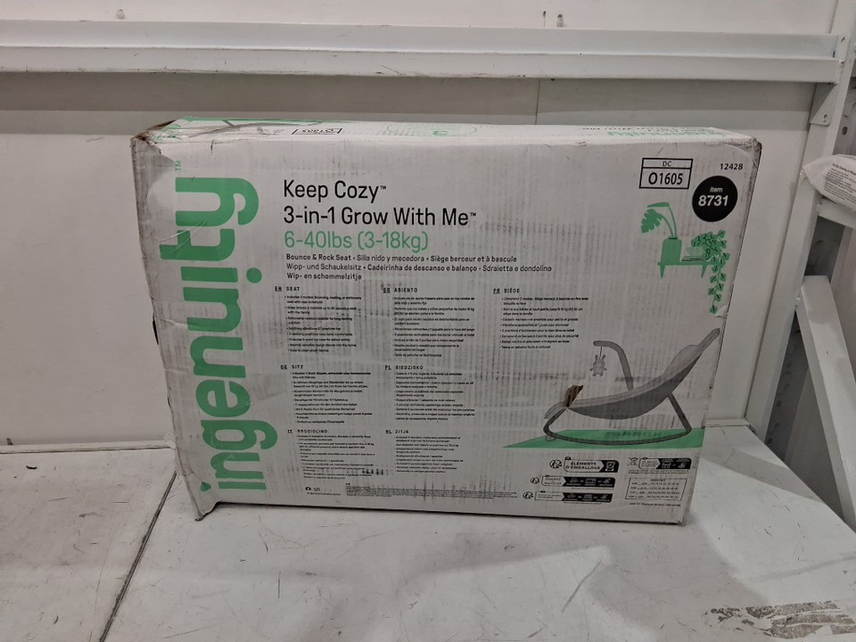 Ingenuity Keep Cozy 3-in-1 Grow with Me Vibrating Baby Bouncer Seat & Rocker - 6-40LBS - weaver/grey/white (MODEL: 8731) image 2