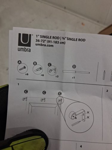 Umbra Blok Adjustable Curtain Rod 36" - 72" GREY - (MODEL: 1015134-296) image 4
