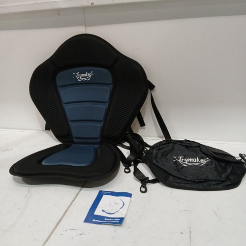 TRYMAKER PADDLE BOARD OR KAYAK SEAT WITH BACK SUPPORT AND WATERPROOF STORAGE BAG - OSFM, 19.7" X 30.7" - BLACK/GREY image 2