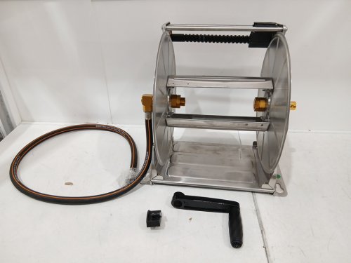 Stainless steel Wall Mounted manual Garden Hose Reel - holds 150ft 5/8" hose - silver (MODEL: ‎HL-SW-8E) image 4