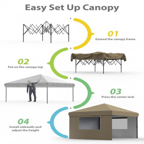Garveelife Pop Up Canopy, Outdoor Tent with 4 Removable Sidewalls - 10ft x 10ft Instant Shelter, Khaki (Model: pHO_10B7Y7OZ) image 3