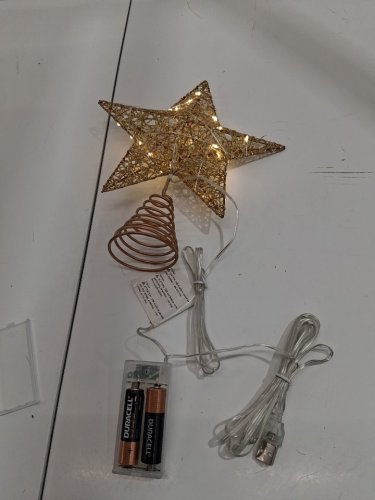 WHOLEV CHRISTMAS TREE TOPPER WUTH BATTERY OPERATED LIGHTS - 8" - GOLD (model: wh072) image 3