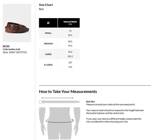 mens hugo boss Celie genuine leather belt - Small - medium brown image 2
