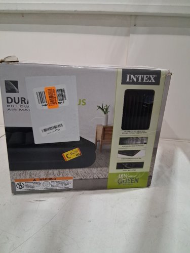 INTEX DURA-BEAM PLUS SELF-INFLATING/DEFLATING AIR MATTRESS WITH BUILT-IN PILLOW & ELECTRIC AIR PUMP - queen -16.5" X 39" X 75" - DARK GREY/ BLACK (MODEL: AP619D/64121ED) image 2