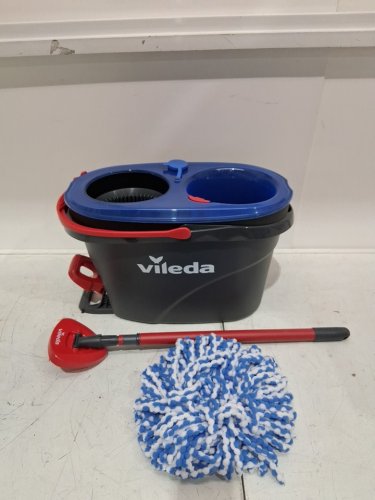 vileda easywring rinseclean spin mop & bucket system with reusable microfibre mophead & extendable handle - blue (model:170144) image 3