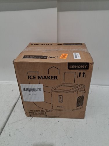 EUHOMY COUNTERTOP ICE MAKER MACHINE WITH HANDLE BASKET AND SCOOP -1.2L - MAKES 26LB/DAY - BLACK (MODEL: IM011-BBL-CAEH) image 2