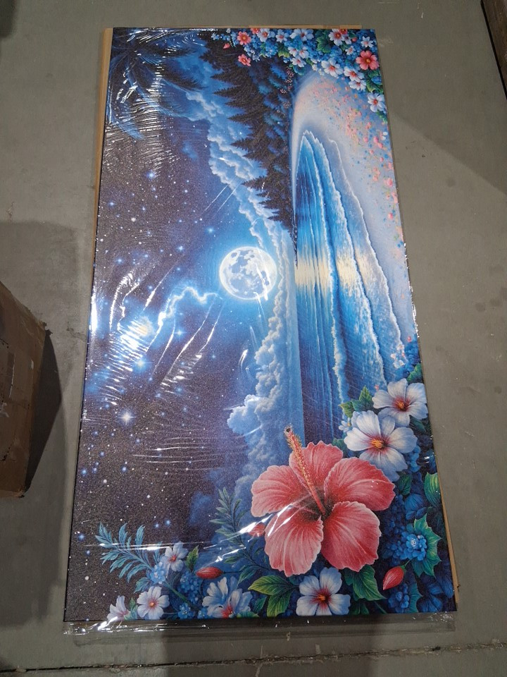 Canvas AI Wall Art - Tropical Beach Moon/ hibiscus - 29" x 57" - (Model: 58XJ) image 4