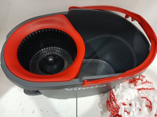 Vileda EasyWring Spin Mop Bucket Floor Cleaning System with Power Mop Head & extendable handle - red/grey (model: 172880/10683010609981/183310) image 4