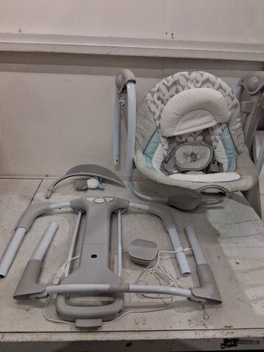 Ingenuity 2-in-1 convertme compact portable baby swing & seat with vibrations & nature sounds - battery powered - 20lbs max - raylan theme/grey (model: ‎12189) image 3