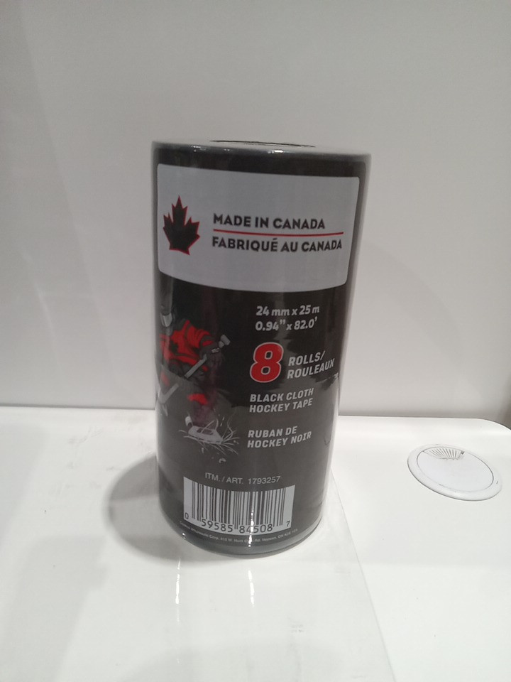 8pk made in canada cloth hockey tape - 24mm x 25M - black image 2