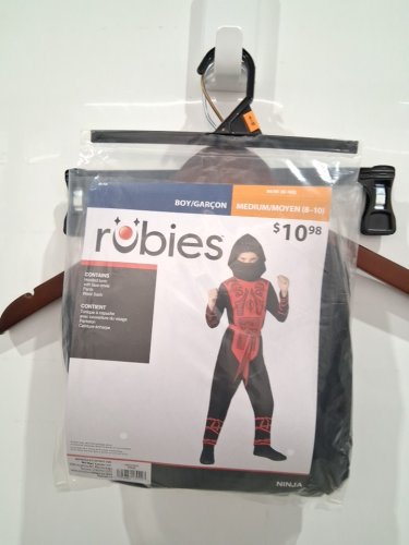 3PC BOYS RUBIES NINJA COSTUME - MEDIUM (8/10) - BLACK/RED (STYLE: 1000486) image 2