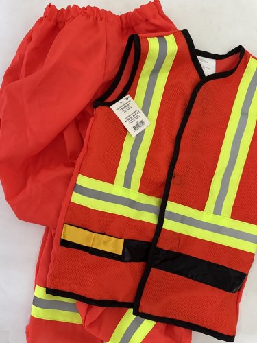 4PC BOYS PARTYHOLIC CONSTRUCTION WORKER COSTUME - MEDIUM (8-10) - ORANGE WITH REFLECTIVE STRIPES image 2