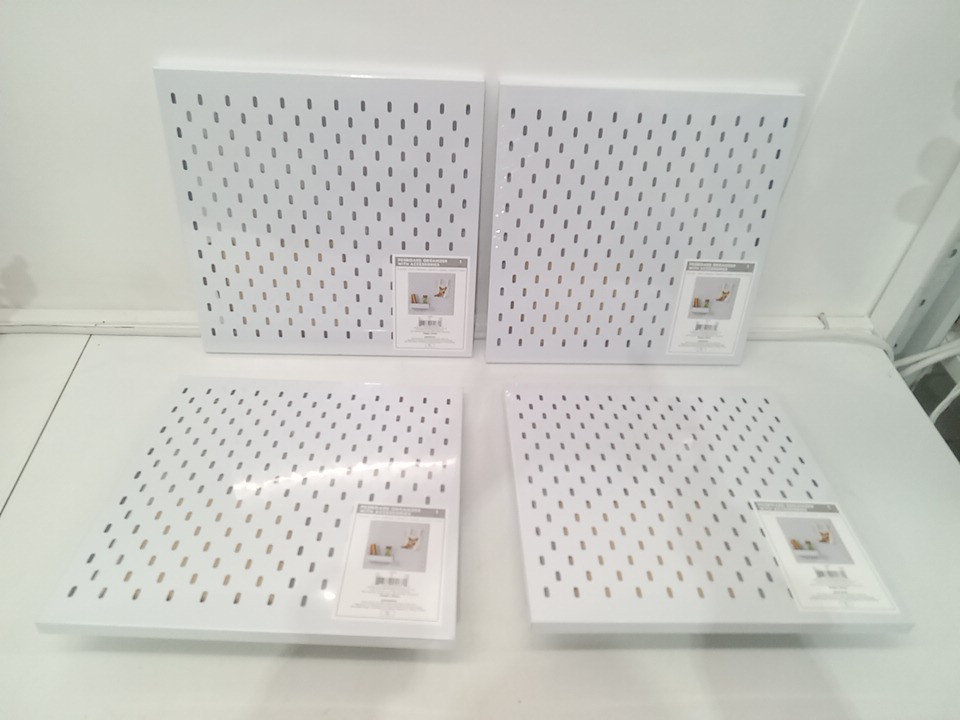 4 SMALL WALL-MOUNT PEGBOARD ORGANIZER WITH ACCESSORIES - 11.75" - White image 2