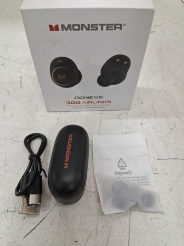 Monster Achieve 300 AirLinks wireless Bluetooth Headphones/earbuds with Touch Control & Charging Case - black - (model: mh12005) image 2