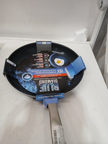 blue diamond non-stick ceramic frying pan - 12" - blue/silver image 4