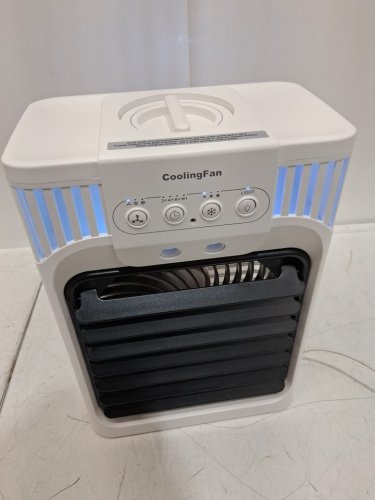 TIOKVIOP 4-in-1 personal portable evaporative air cooling fan with remote, 3 wind speed, 3 cool mist, 2-8 hour timer, and led light - WHITE (model: ab-1) image 4