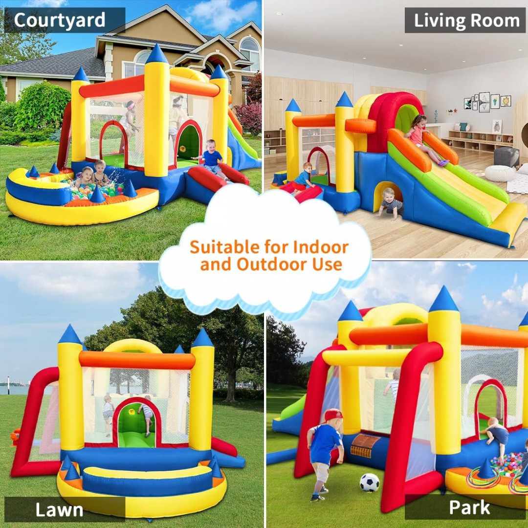 HONGCORAL INFLATABLE BOUNCY CASTLE WITH BLOWER - 6FT X 17FT X 11FT - multicolour image 3