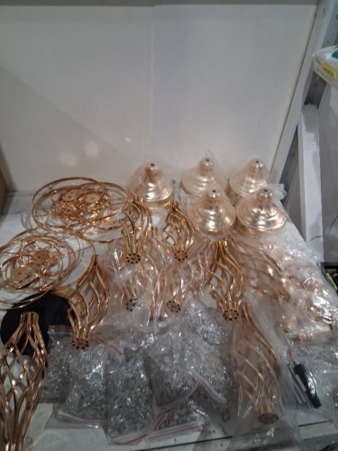 10pk metal Wedding Flower centerpiece Stand with crystal chandelier - 21" - gold image 3