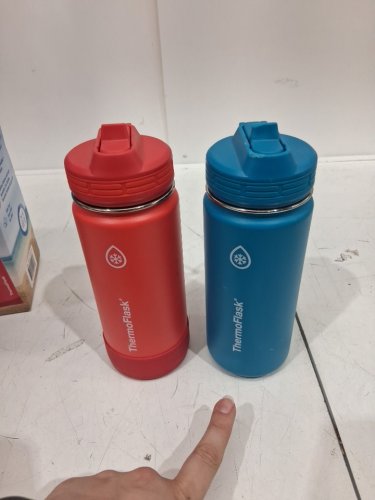 2PK THERMOFLASK DOUBLE VACUUM INSULATED STAINLESS STEEL WATER BOTTLES WITH LEAK PROOF LID - 16oz - Red/Blue (model: 1459513) image 5