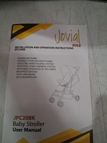 PYLE JOVIAL PORTABLE FOLDING BABY STROLLER - BLACK (MODEL: JPC20BK) image 4
