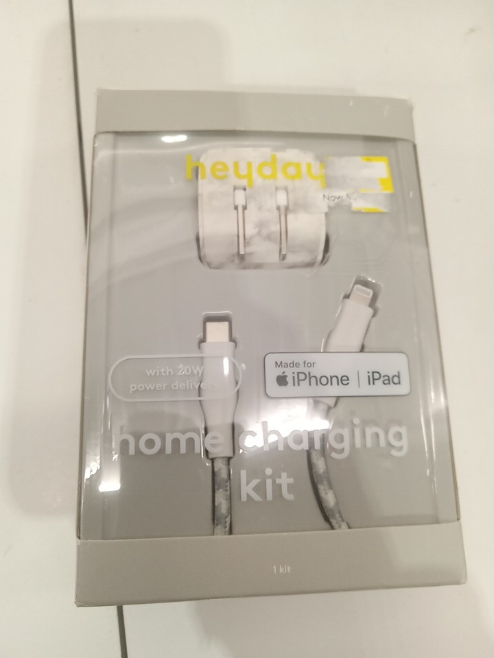 heyday home charging kit 20w - 6ft - lightning to USB-C cable made for iPhone & iPad - marble (model: 080 08 2641) image 2