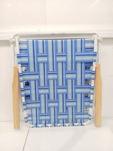 Folding Lawn Chair Beach Lounger - Blue/White image 3