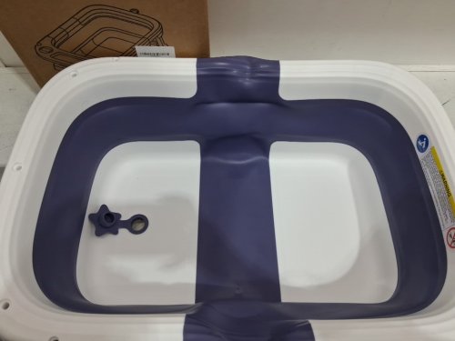 portable folding baby bathtub with temperature sensor & tray - blue/white (model : B0DDPH9SW2) image 4