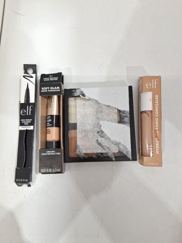 4 assorted elf makeup products - assorted  sizes, types and uses - eyeliner / concealer / powder face palette image 2