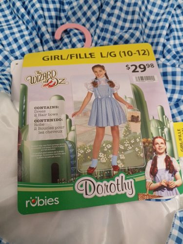 3PC RUBIES WIDARD OF OZ DOROTHY COSTUME - LARGE (10-12) - BLUE AND WHITE image 3