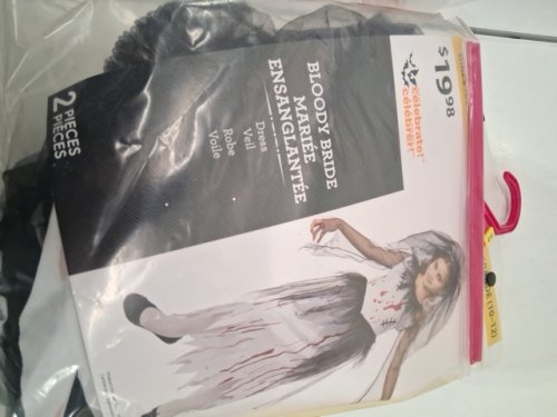 2PC GIRLS WAY TO CELEBRATE BLOODY BRIDE COSTUME - LARGE (10-12) - WHITE/BLACK/RED image 2