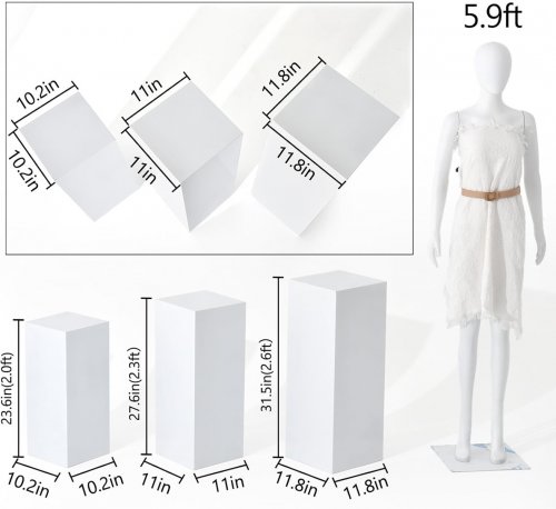 3PC Metal Pedestal Stands for Party, Wedding, & Home Decor - White (Model: YYJ25067-1) image 2