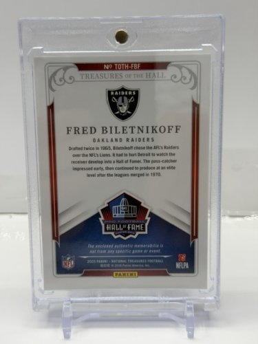 FRED BILETNIKOFF LTD ED #10/10 - NATIONAL TREASURES PANINI PATCH CARD RAIDERS (TOTH-FBF) image 4