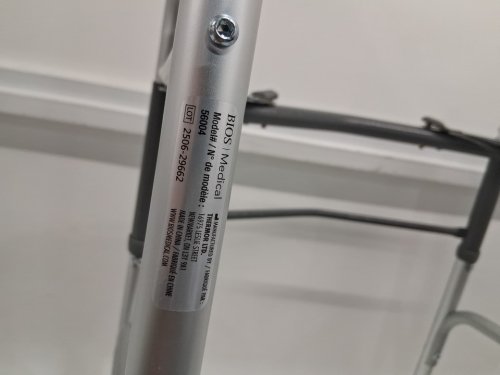 MEDLINE GUARDIAN ADJUSTABLE ALUMINUM 2-BUTTON FOLDING WALKER - 300LBS CAPACITY - GREY (MODEL: MDS86410W54H) image 4