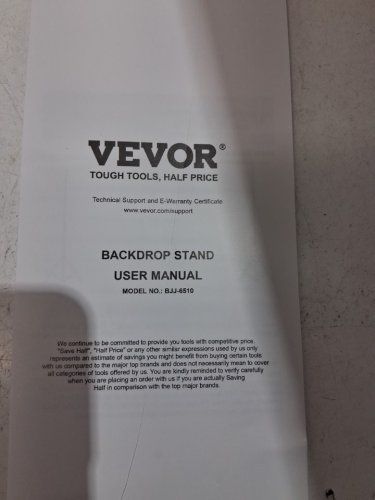 VEVOR HEAVY DUTY PORTABLE ADJUSTABLE PHOTO BACKDROP STAND KIT - 6.5FT X 10FT - BLACK (MODEL:BJJ-6510) image 3