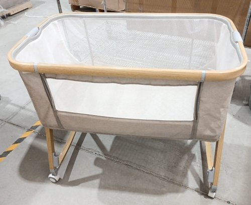 BABY BASSINET BEDSIDE SLEEPER FOR BABY WITH WHEELS AND STORAGE BASKET - 35.6" X 21" X 32" - BEIGE / BROWN (MODEL : WW001) image 4