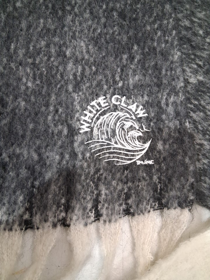 2 white claw logo branded two tone super soft fringe scarf - 80" - grey / off-white image 3