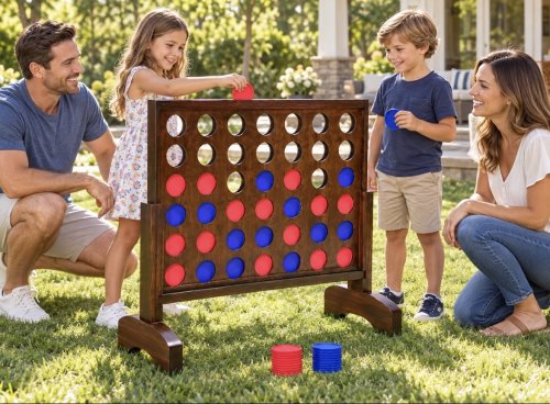 GOSPORTS GIANT 4-IN-A-ROW GAME SET - 4FT BROWN (MODEL: CF-4-02-BROWN) image 1